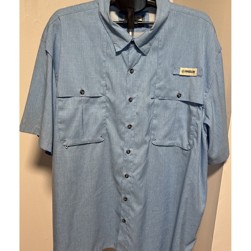 Magellan Shirt Mens 3XL Light Blue Fish Gear‎ Mag Chill Angler Fit Vented Cool